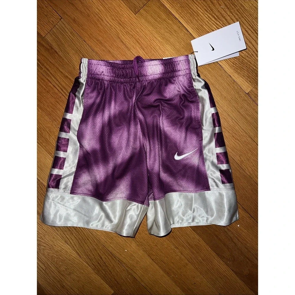 Nike Basketball Shorts Kids XS Purple New Dri-FIT Tie Dye‎ Athletic Loose Fit